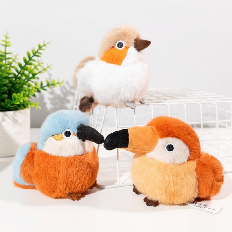 Cute Little Bird Plush Toy Soft Kingfisher Woodpecker Sparrow Doll Bird-Themed Toco Toucan Animal Stuffed Toy Girl Birthday Gift