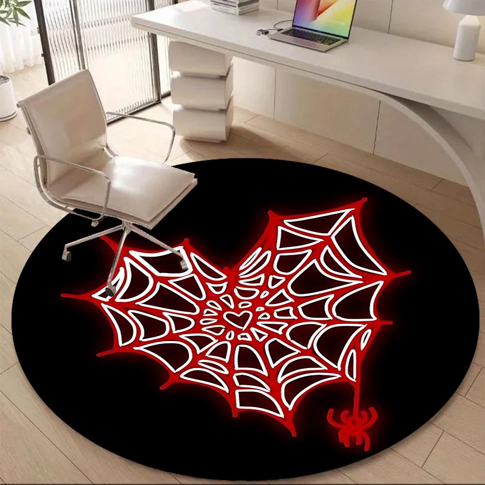 1pc Spider Web Office Round Area Rug, Indoor Mat Suitable ForOffice, Under Office Chairs Bedroom Living Room Home Decor, Room Deco q059