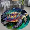 Crystal Velvet carpet2D Flat Print Not 3D Doormat 1pc Crystal Velvet Sea Turtle Print Round Rug Doormat Floor Mat Home