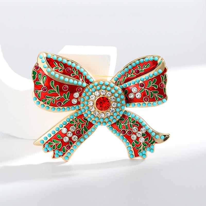 Palace Style Vintage Ribbon Bowknot Crystal Brooch Badges For Women Men Retro Middle Design Bow Drip Oil Pin Corsages Buckles