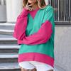Women's Color Block Neck Oversized Sweatshirt for