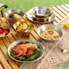 4PCS/SET Straw Hat Design Camping Tableware Set Korean Style Food Serving Tray  Easy To Clean