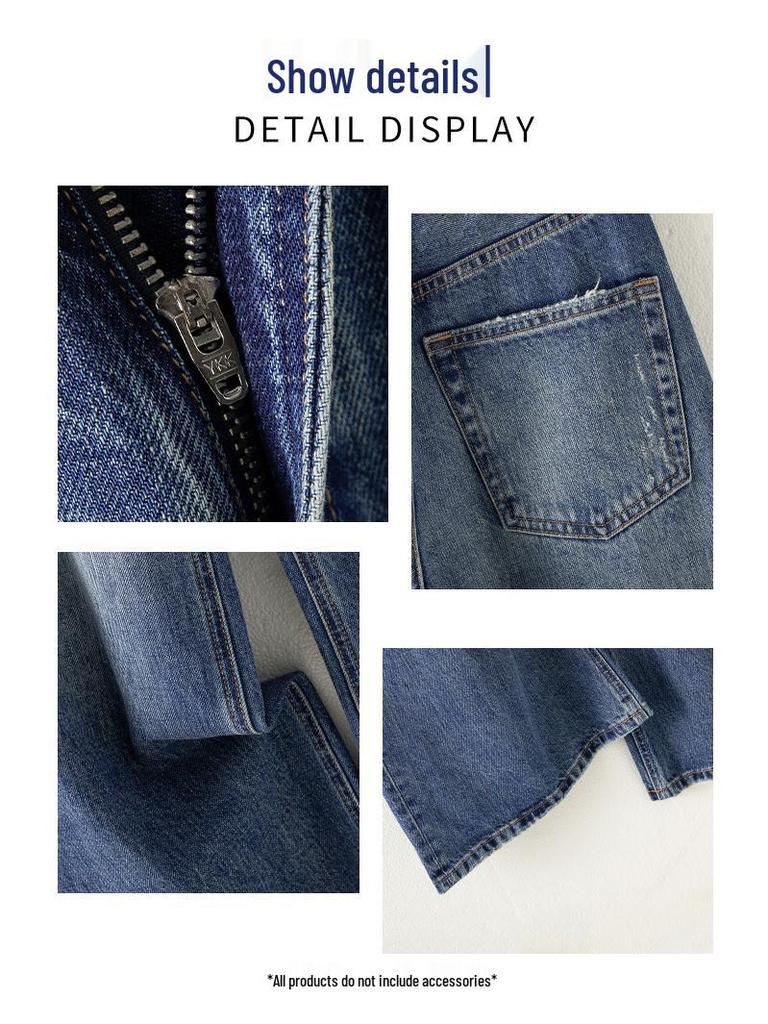 SELINE Shilin 2026 Retro Blue High-End Micro-Flare Jeans