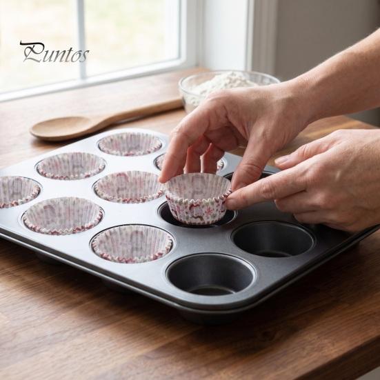 Snowflake Pattern Cupcake Cups 100PCS Christmas Liners, Food Grade Greaseproof Baking Cups, Festive Holiday Paper Molds Patterns Print Round Trays for