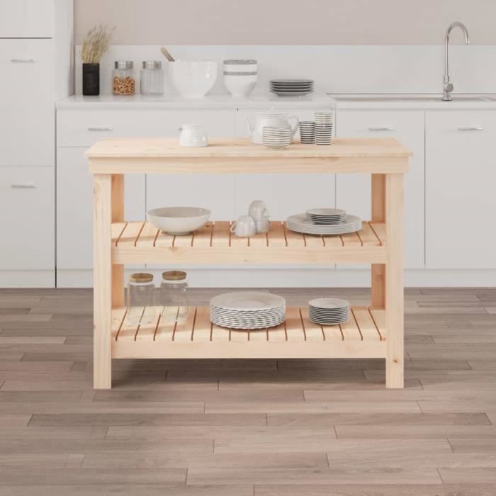 Banc de travail 110,5x50x80 cm Bois de pin massif