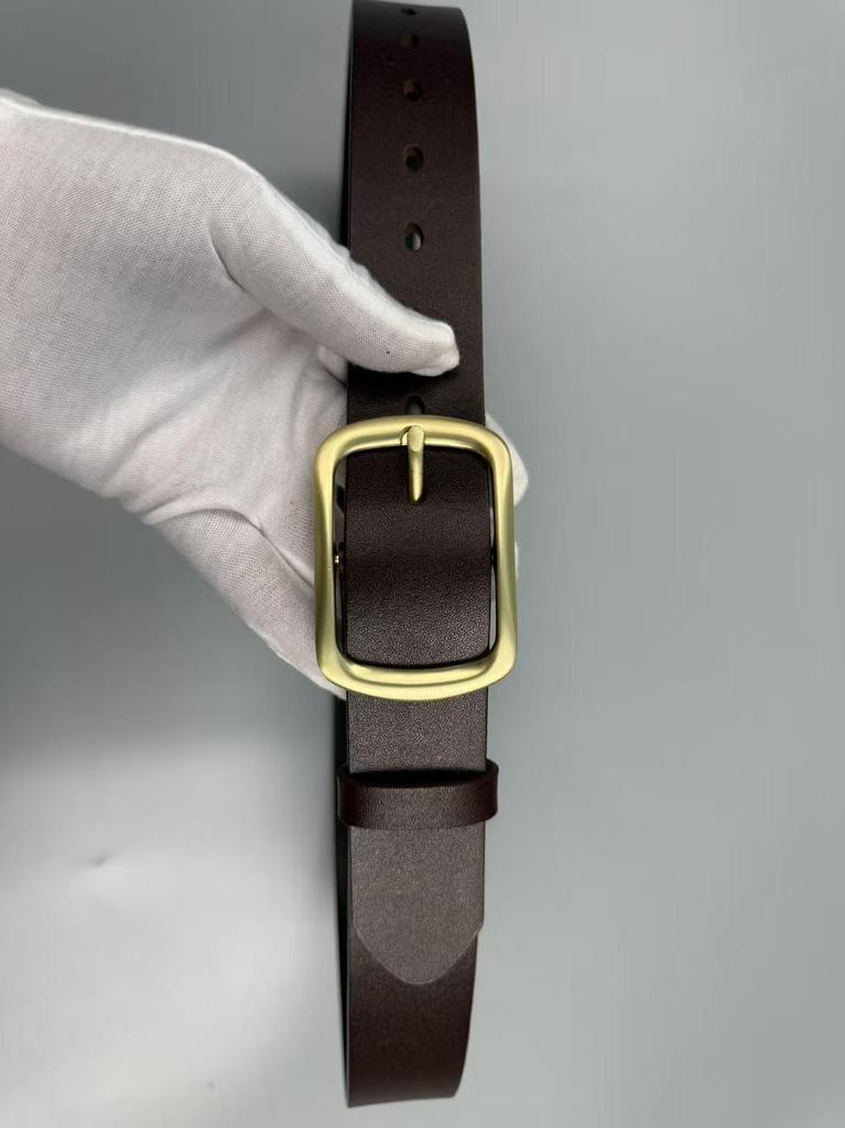 Men's Genuine Cowhide Leather Belt with Imitation Copper Pin Buckle - Fashionable and Versatile for Jeans