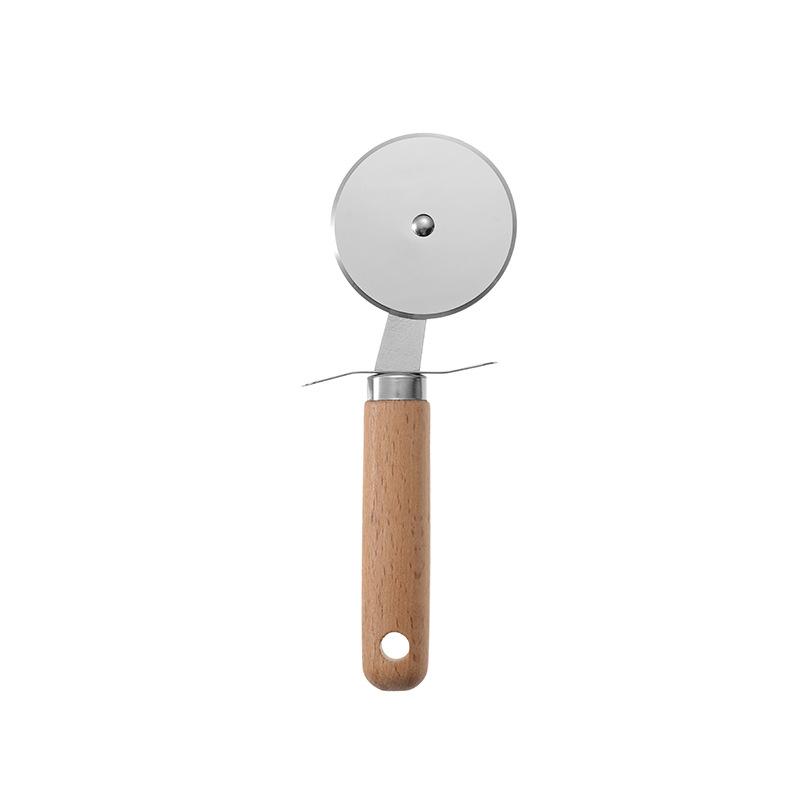LMETJMA Stainless Steel Kitchen Gadget Set Western Cooking Utensil Tool with Wooden Handle Included Pizza Cutter Garlic Press