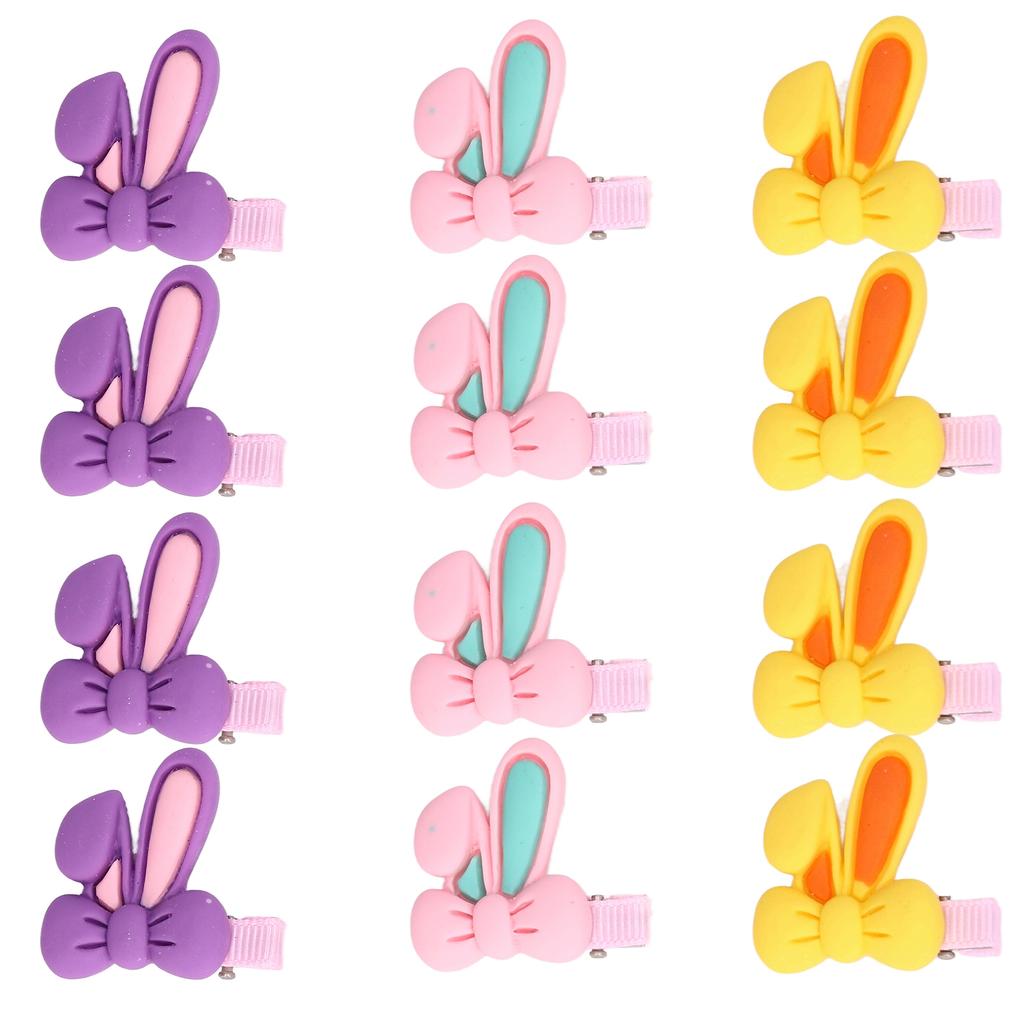 12pcs Pet Hair Clips Bunny Ear Design Resin Dog Grooming Hairpins for Long Haired Cats Puppies