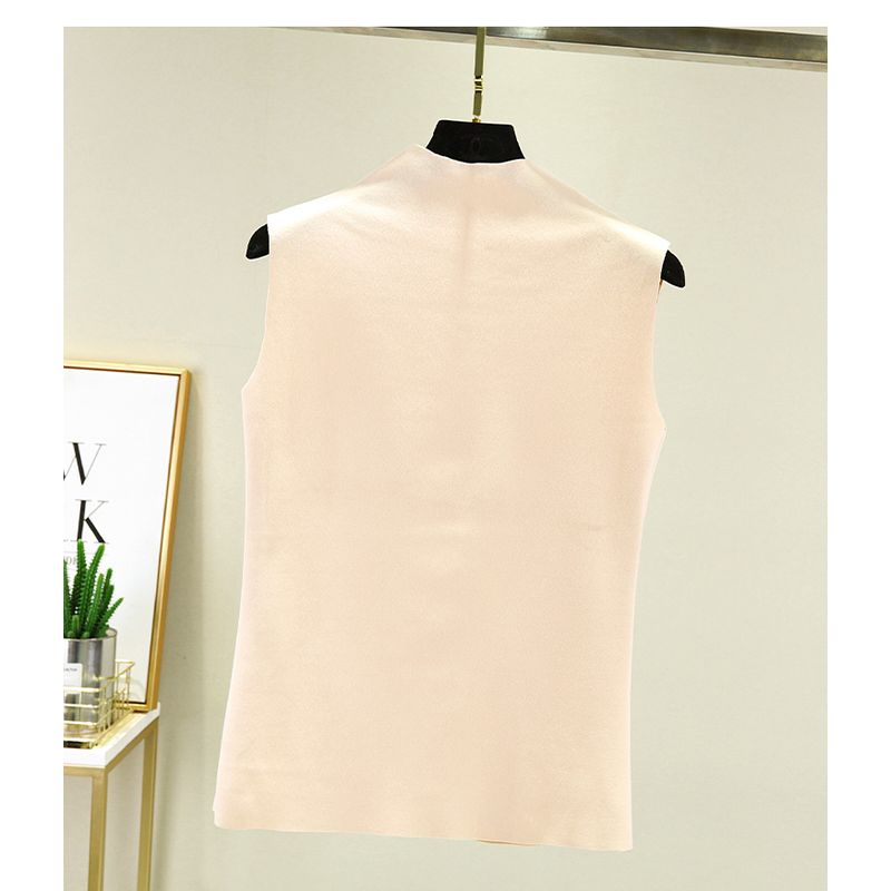 

Женский жилет с полуворотником Heattech на осень и зиму, без рукавов, из Dralon, внутренний, сочетающийся, базовая черная футболка, легче всего сочетать, топы без рукавов в западном стиле Skin color XL (60.00 kg-70.00 kg recommended