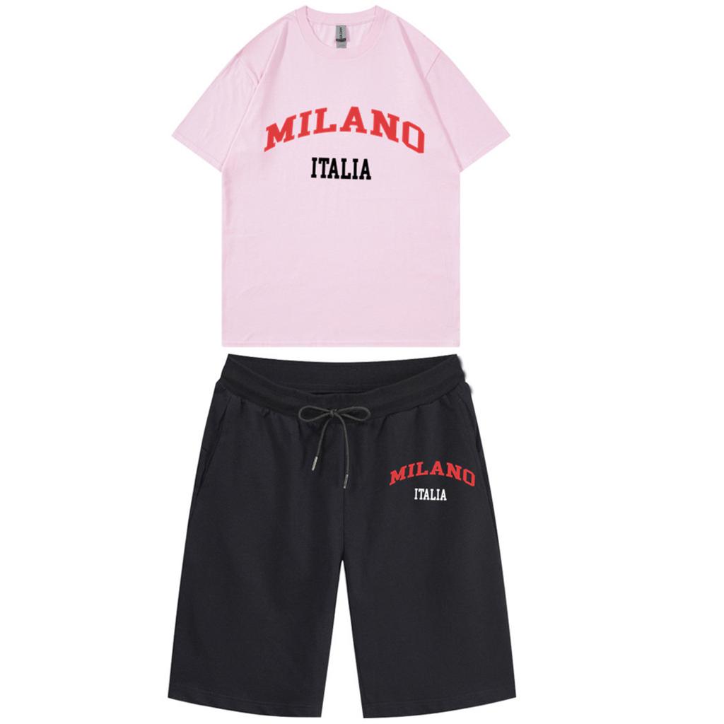 Unisex Jogging Set With Short Sleeved Shorts  Two-piece Set