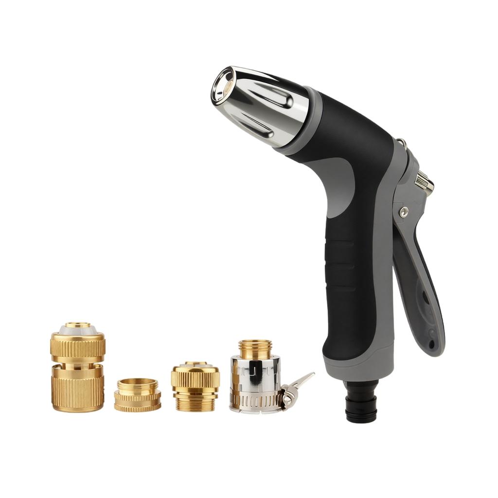 High Pressure Water Spray Gun for Home Use with Multiple Brass Connectors Adjustable Nozzle for Car Washing Garden Watering and Cleaning Tasks