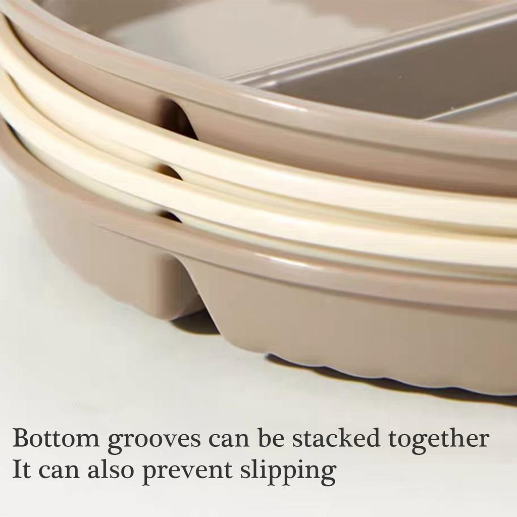 22cm Sectioned Dining Plate Kitchen Tablewares Plastic Texture Dinner Dishes Suitable for Microwave and Dishwasher Use