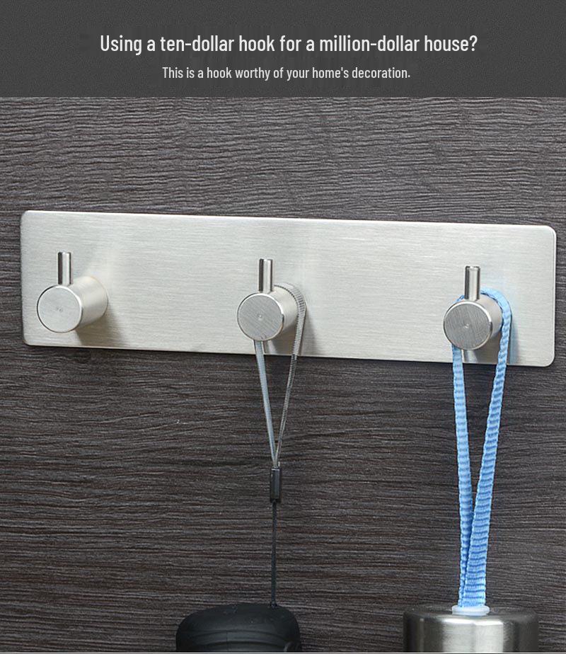 Stainless Steel 304 Punch-Free Wall-Mounted Hook for Kitchen, Bathroom, and Living Room.
