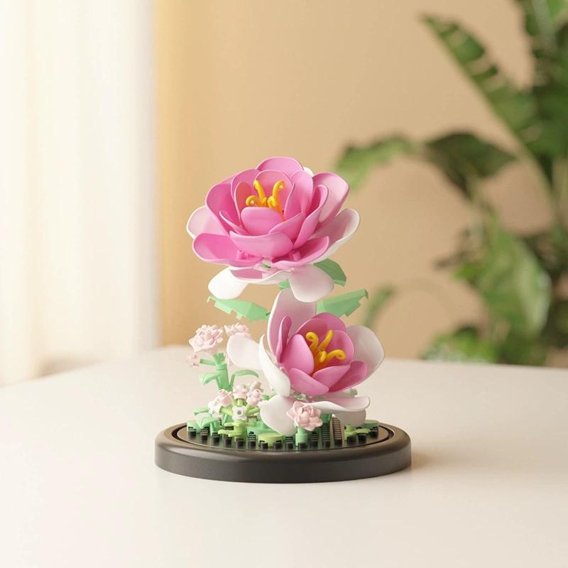 DIY MOC Flower Arrangement Dust Cover Tulip Rose Sunflower Plants Succulents Gardens Building Blocks Model Kids Sets Kits Toys