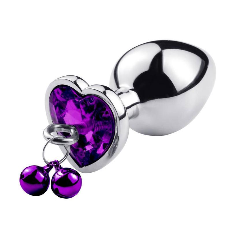 S/M/L Anal Plug Sexspielzeug Edelstahl Glattstahl Butt Plug mit Glöckchen runder Kristall Anhänger Schmuck