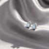Blue Zircon Clear Small Stud Earrings, Unique and Beautiful Light Luxury High-end Earrings Temperament S911 Silver Needle