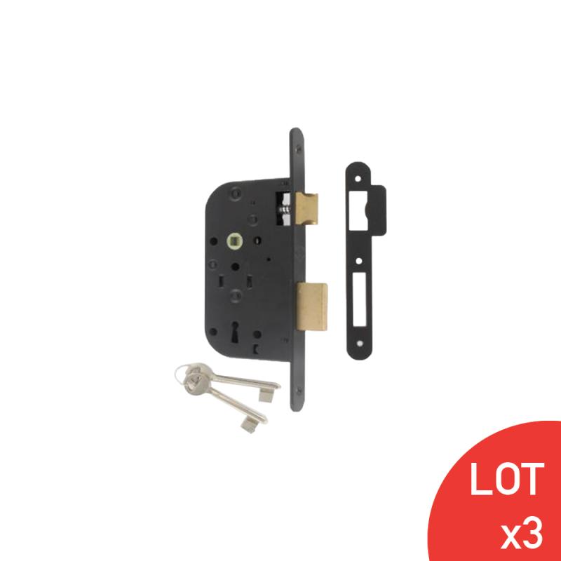 Buy Black Mortise Lock with Key Hole L Axis 50 / 14mm Left LOT OF 3 at