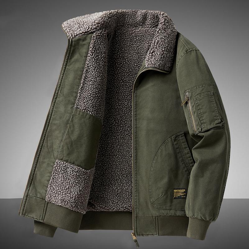 

Мужская теплая хлопковая куртка-пальто, куртка из овечьей шерсти, осенне-зимняя, однотонная, флисовая, рабочая одежда, большого размера, для улицы, путешествий, с лацканами 4XL армия зеленый