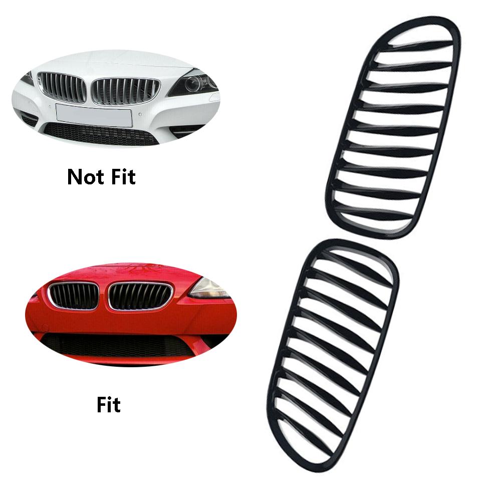 2 szt. przedni zderzak nerka grille maskownica wyścigowa błyszczące/matowe czarne dla BMW Z4 E85 E86 Coupe 2003-2008 51117117757 51117117758