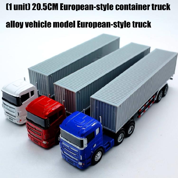 Premium Die Cast Metal Container Truck Model 20.5CM Realistic Transport Vehicle Design Collectible Home Accent Ornament