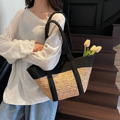 Sommertrend Strohtasche mit großer Kapazität neue Freizeit-Strandtasche Mode-Tragetasche Schultertasche