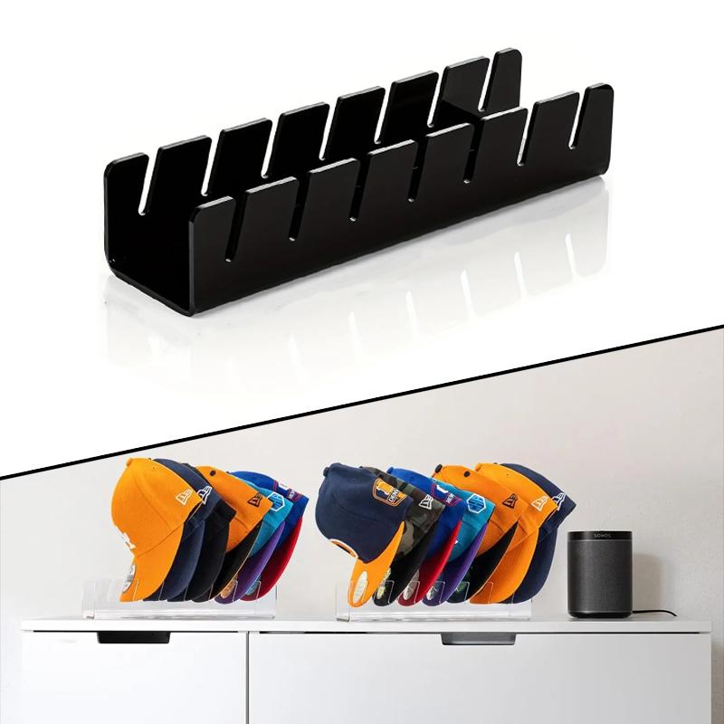 7-Slots Caps Holder Baseball Cap Display Rack Clear Acrylic Hat Holder Home Closet Organization Cap Storage Rack Store Decoratio