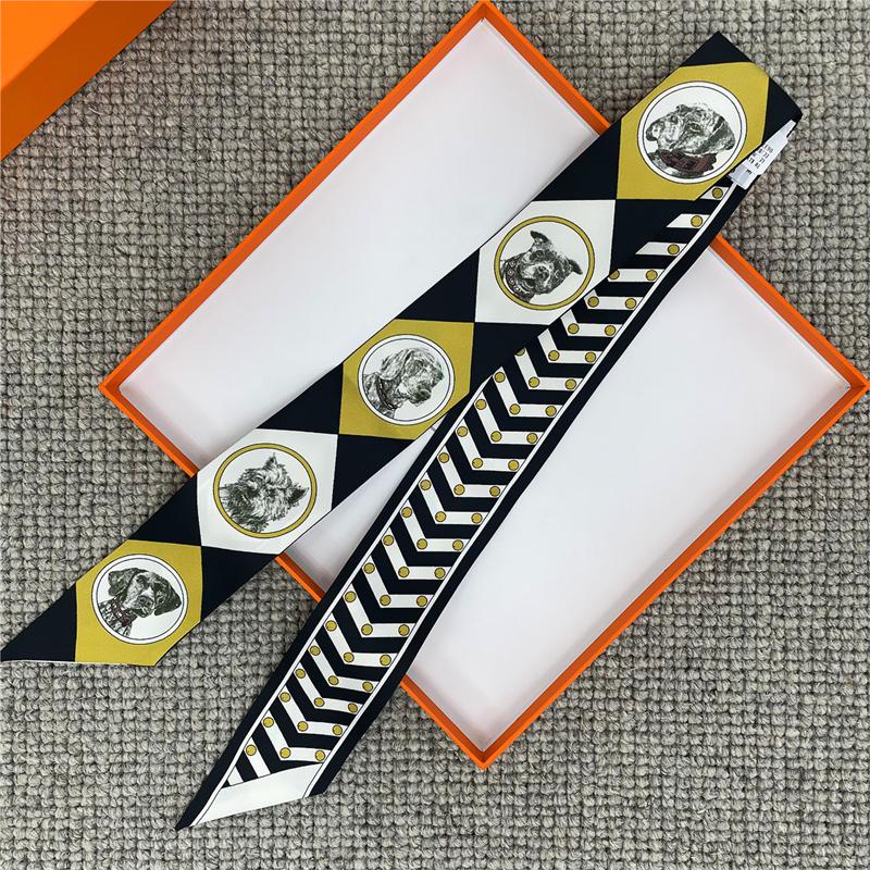 POBING Satteldruck 18m/m Twill Seidenschals Damen Luxusmarke Schal Taschenbänder Krawatte Kopftuch Kleiner Langer Schmaler Schal 86*5CM