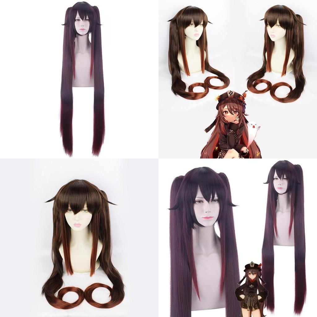 Genshin Impact Hutao Cosplay Wig With Natural Scalp For Adult And Kids Halloween Carnival Comic Con Props
