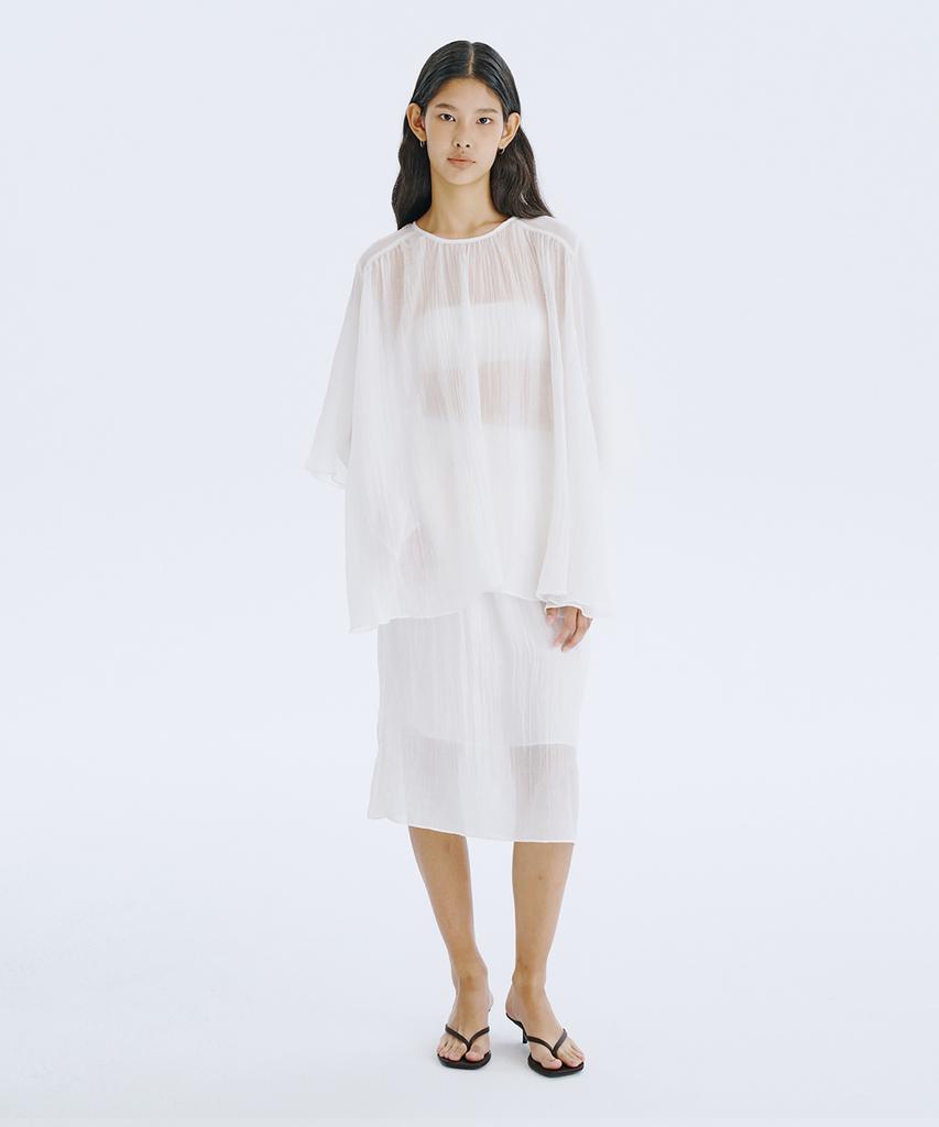 WNDERKAMMER Sheer Banding Skirt_White