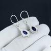 Wunderschöne Blaue Saphir Edelstein Ohrringe, 925 Sterling Silber Ohrringe, Handgemachte Boho Silber Schmuck Ohrhänger, Geburtstagsgeschenk