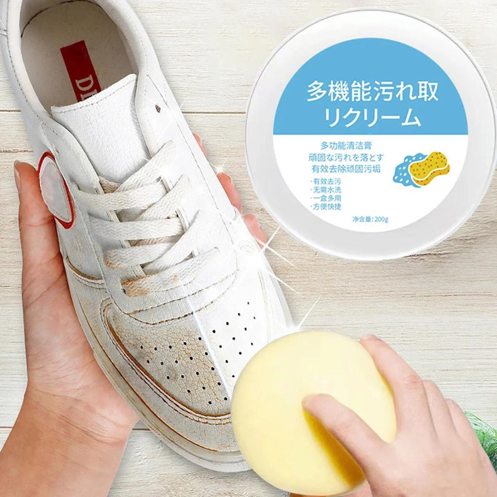 Hvite sko Rensekrem Flekker Fjerner Sko Whitening All-Purpose Cleansing Creme med tørkesvamp for sko joggesko
