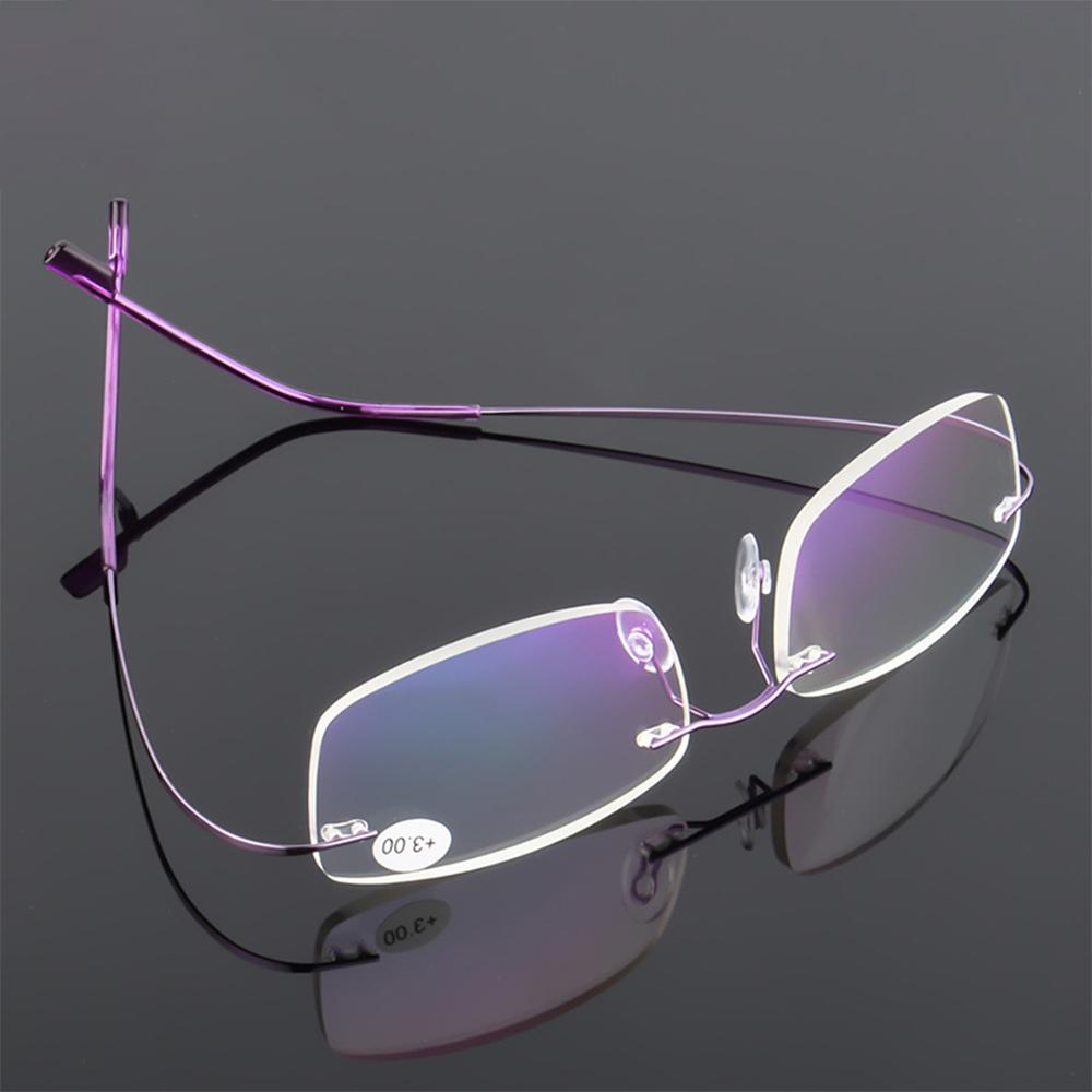 Ultraleichte TR90 Memory Titan Randlose Lesebrille Damen Altersweitsichtbrille