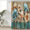 Flower-Blooming Pattern Washable Dirt-Resistant Shower Curtain Shower Head Waterproof Polyester Bath Curtain For Home Decor
