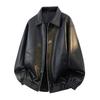 Brand high-quality autumn new style black leather jacket men's ruffian handsome versatile lapel jacket spot whole order