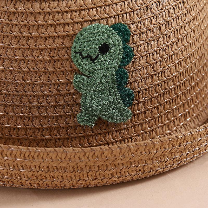 Cappello di Paglia Estivo per Bambini Uomini e Donne Dinosauro Cartone Animato 3-6 Anni Carino Dinosauro 3D Tridimensionale Cappello da Pescatore