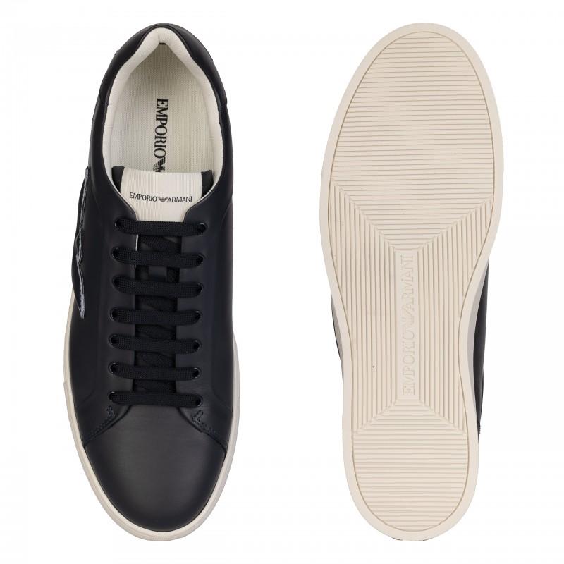 Emporio Armani Men's Leather Sneakers Shoes Navy - Size: 44.5