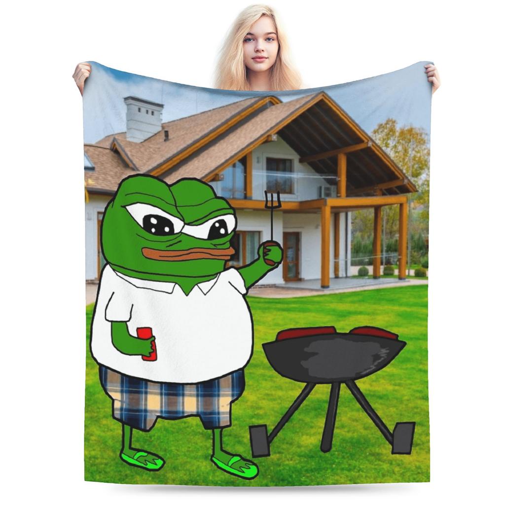 Fancy Pepes Frog Blanket Warm Soft Pattern Plush Throw Blanket For Child Couch Chair Sofa Bed Flannel Bedspread Bed Cover
