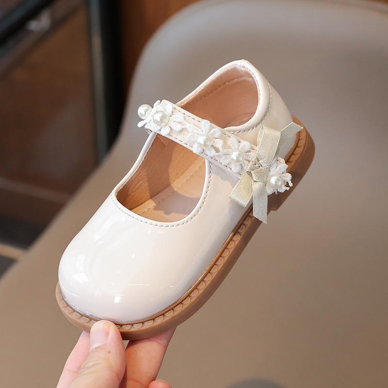 Zapato de Cuero para Niña de Moda Zapatos de Flores para Niña Primavera Nuevo Zapato de Princesa para Niñas Suela Blanda Antideslizante Versátil Zapatos Únicos para Niños