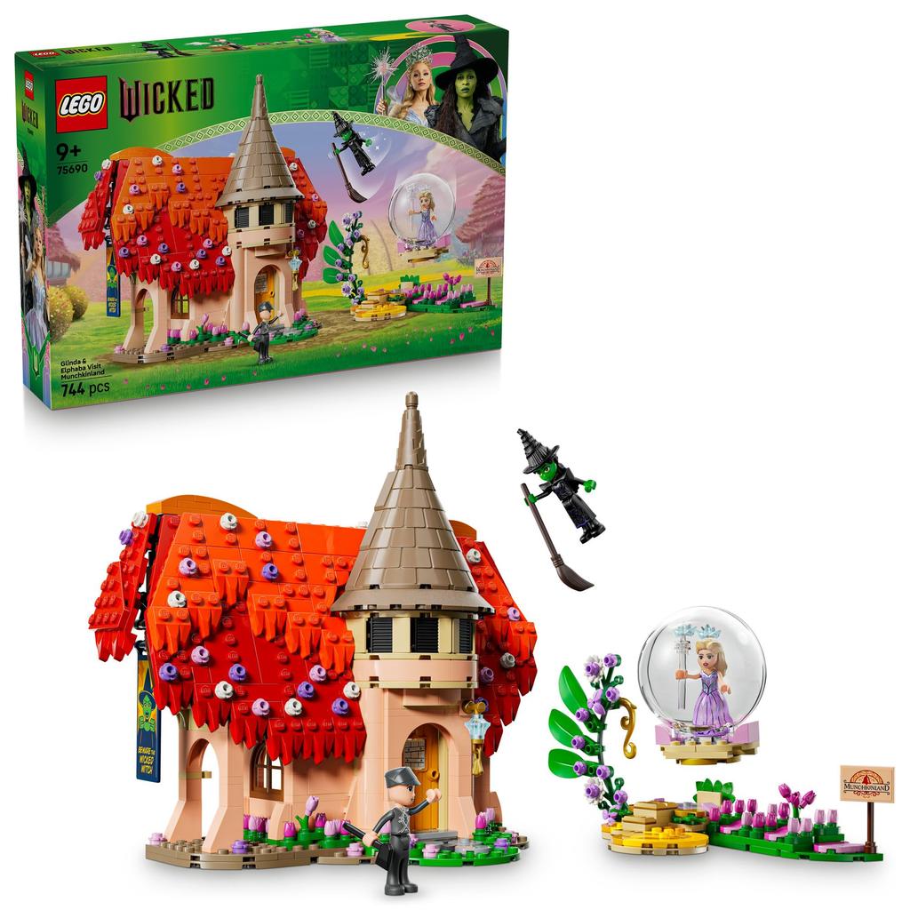LEGO Wicked Munchkinland Glinda and Elphaba Toy, Birthday Gift, Building Blocks, for Girls and Boys, Ages 9, 10, and 11, Pretend Play, Dolls, 75690