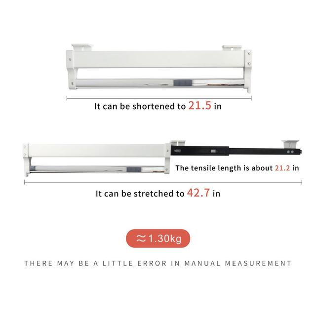 Heavy Duty Pull-Out Closet Valet Rod Adjustable Wardrobe Clothing Rail Top Mount Wardrobe Hanger Rack Bar Ball Bearing Slide