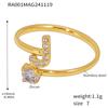 Qiong Yao 26-Letter Zircon Inlaid Jewelry Set: Gold-Plated Titanium Steel Necklace, Bracelet, Ring, and Stud Earrings.