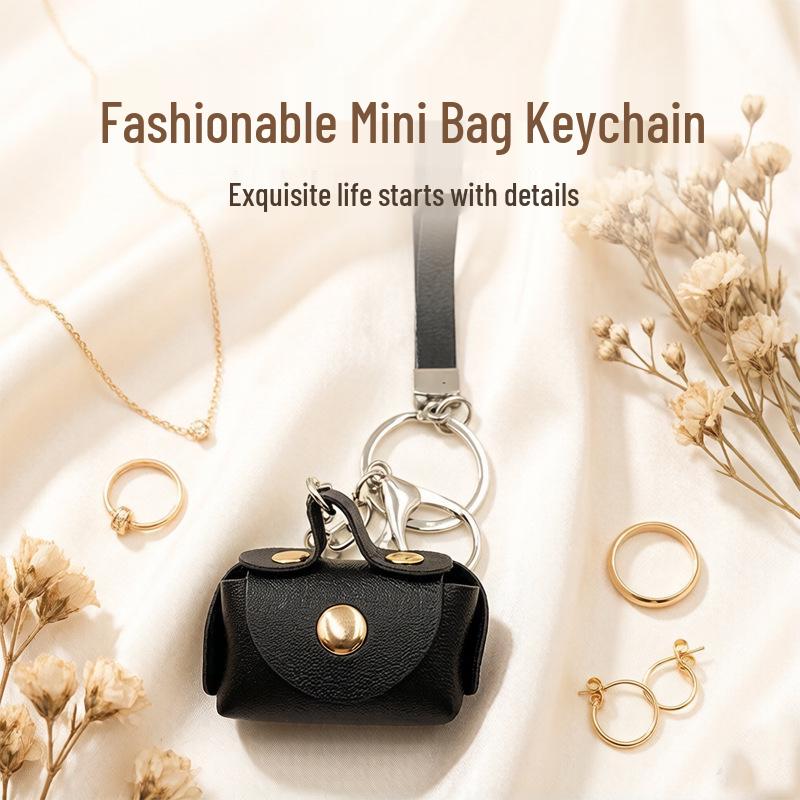 PU Leather Bracelet Coin Purse Keychain: Cute Mini Bag for Earphones & Data Cables