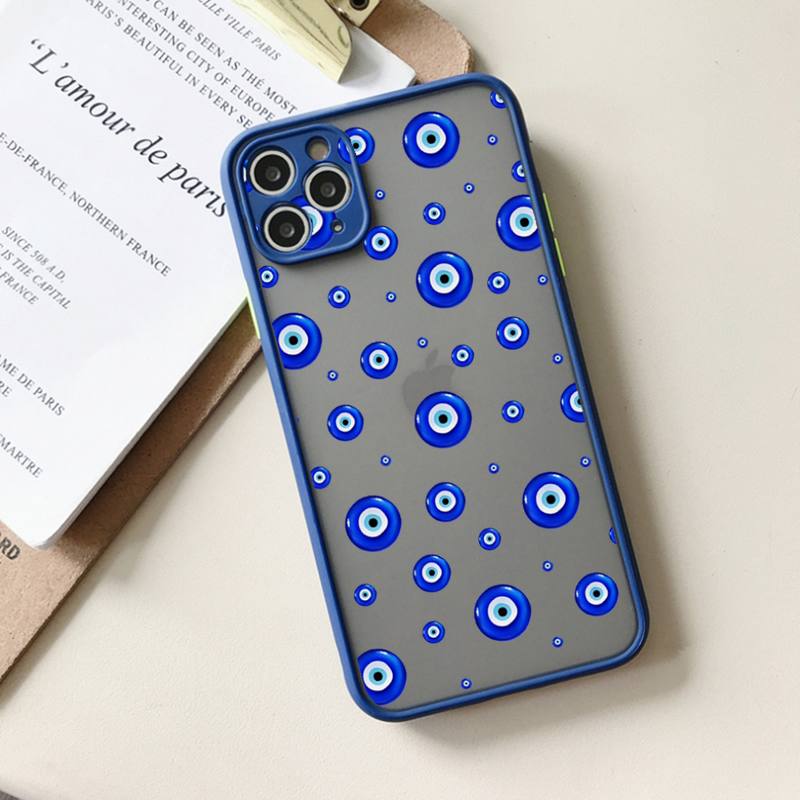Szczęśliwe Oko Zła Niebieski Abstrakcyjny Etui na Telefon matowe przezroczyste Dla iphone 11 12 13 6 s 7 8 plus mini x xs xr pro max etui