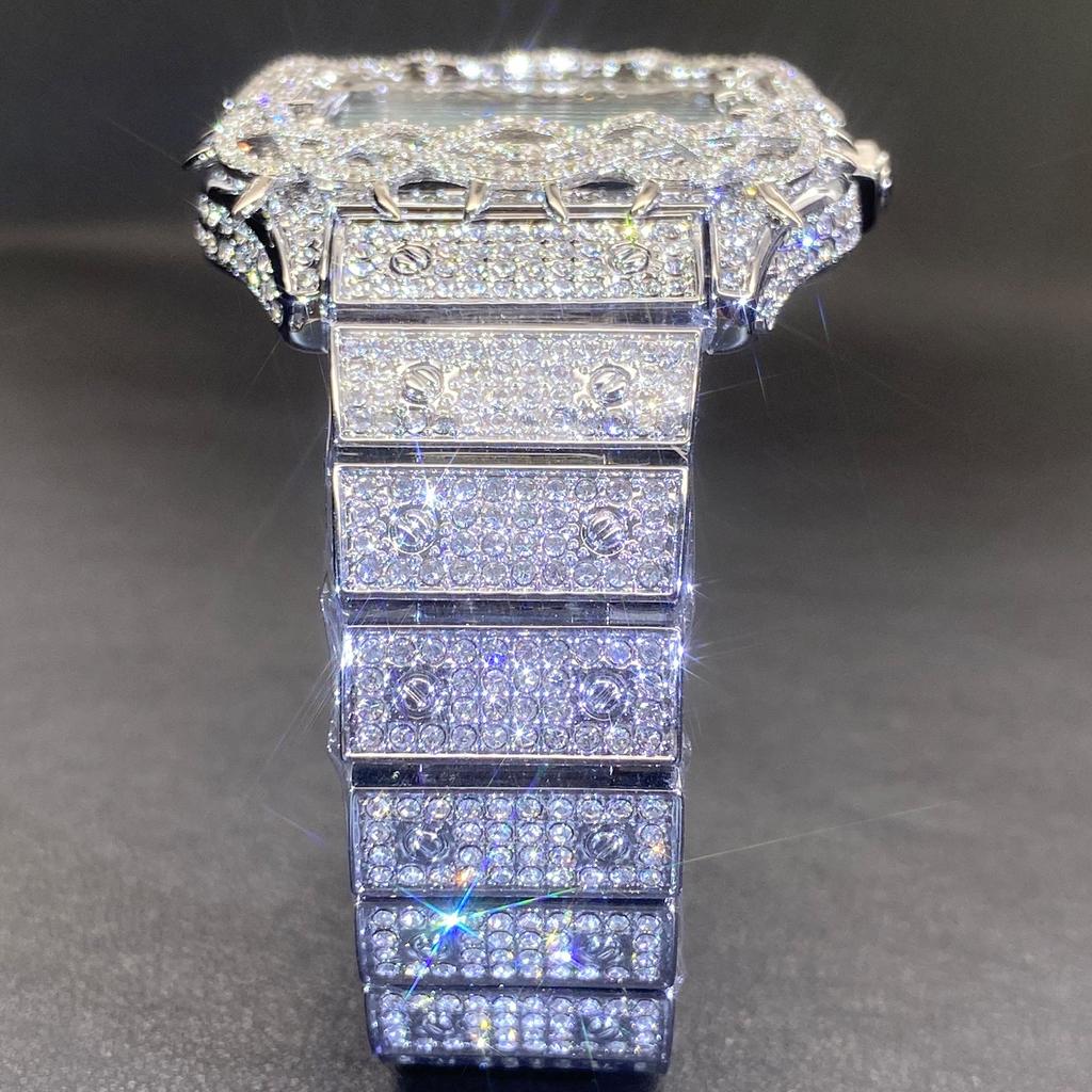 Hip Hop Ice Watch Thorns Dial Inlaid Zircon Square Full Diamond Men's Quartz Watch