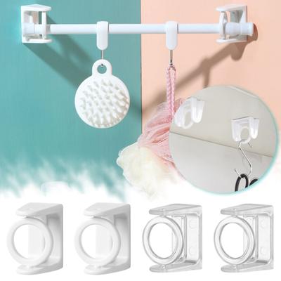 Soporte de barra de cortina autoadhesivo, anillo giratorio de 360 ​​°, ajustable, sin perforación, soporte para barra de cortina para cocina, baño y Hotel