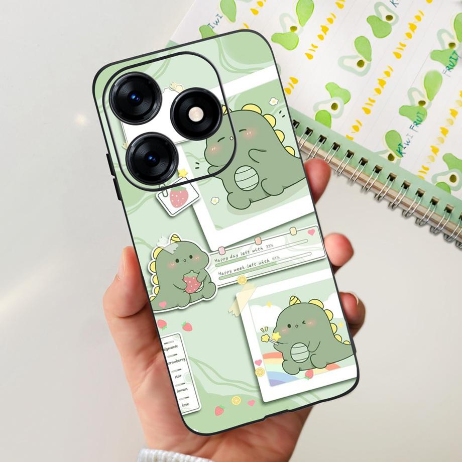 Lovely Luxury Phone Case For Tecno Spark 10 Pro / Spark10 10C 4G Fashion Soft Matte Silicone Back Cover Cartoon Dinosaur Cat Bag