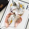 Light Green Elegant Lotus Hangzhou Silk Imitation Silk Small Square Scarf Women'S Scarf Shawl Mother Silk Scarf