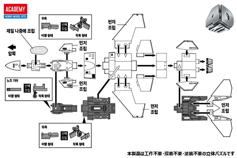 Academy 4D KIT KF-21 Borame Pre-painted 3D Puzzle 15401 (Airplane)