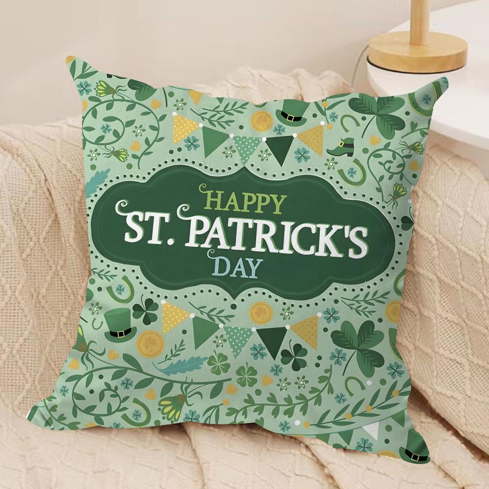St Patricks Day Cute Cushion Cover Soft Plush Throw Pillow Cover  DoubleSided Printed Cushion Case  Cozy Sofa  Home Decor