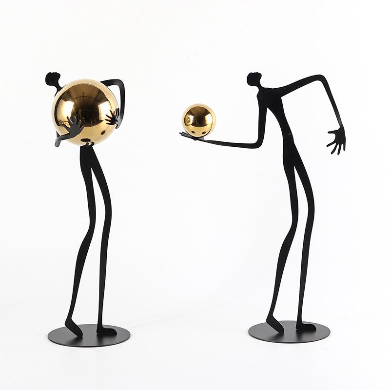 Elegant Ball-Holding Figure Sculpture Decorative Ornament for Room or Hotel